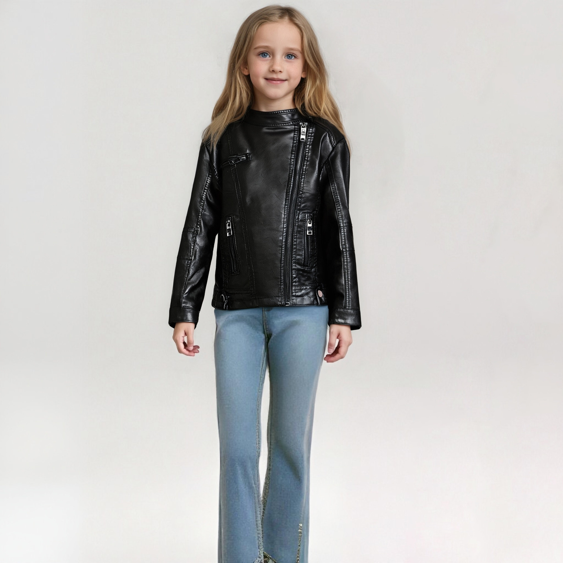Streetwear Girl Brand - Veste de moto en cuir Pu