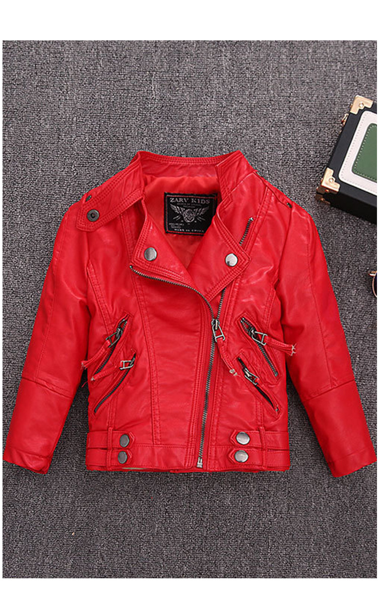 Veste en cuir Pu pour garçons  - Streetwear Brand Red Logo avis et prix